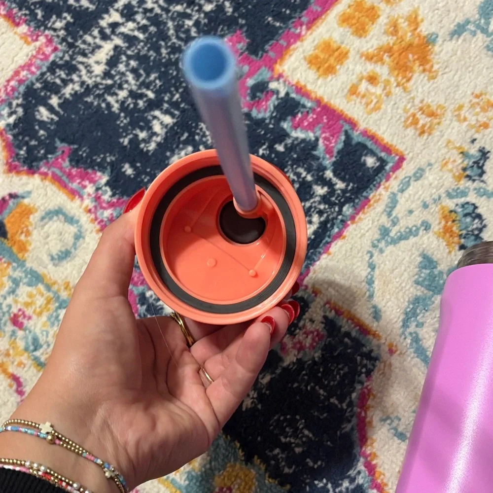 Owola Pink and Orange Tumbler with Straw - Picture 3 of 7